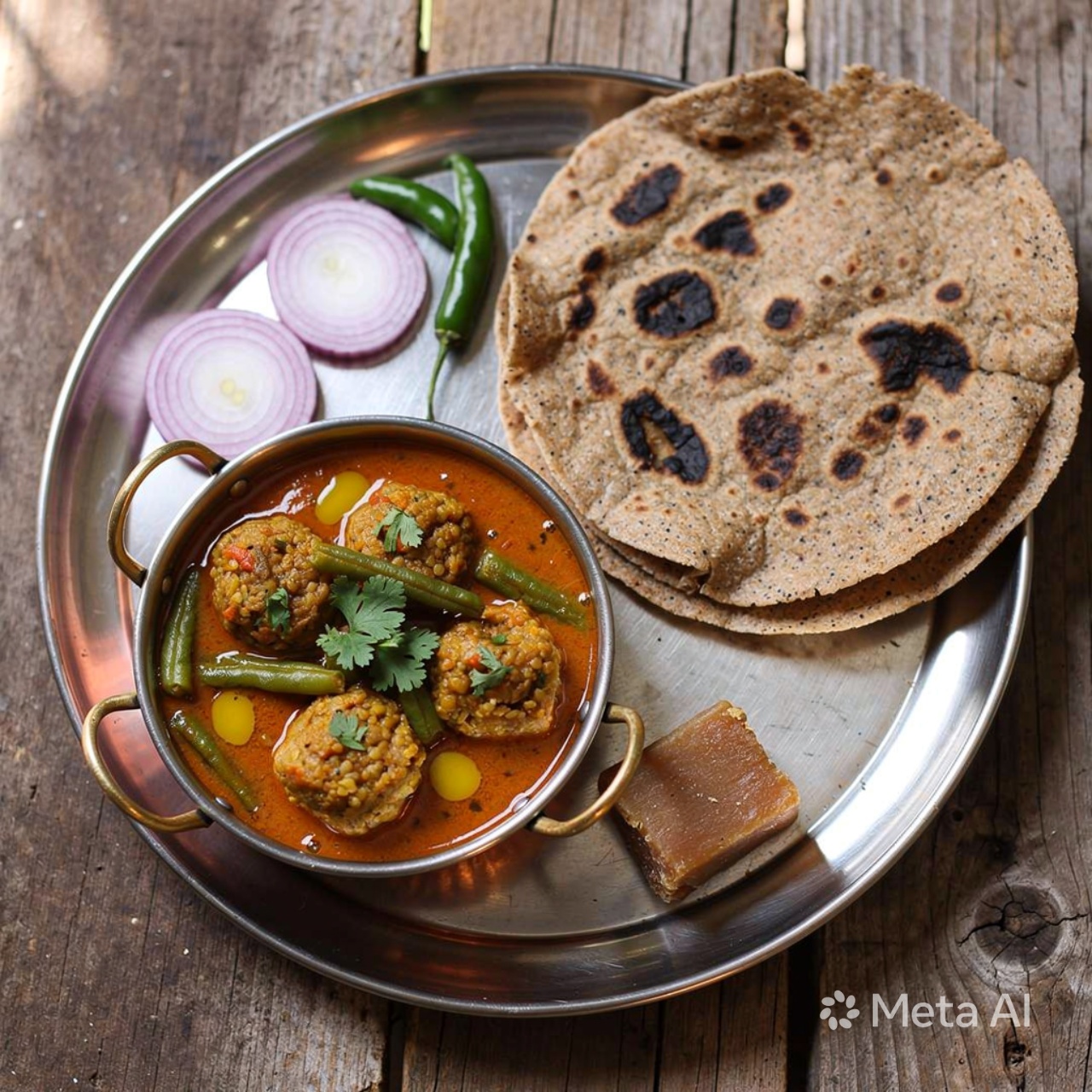 Kathiyawadi Gavar Dhokli & Bajra Rotla