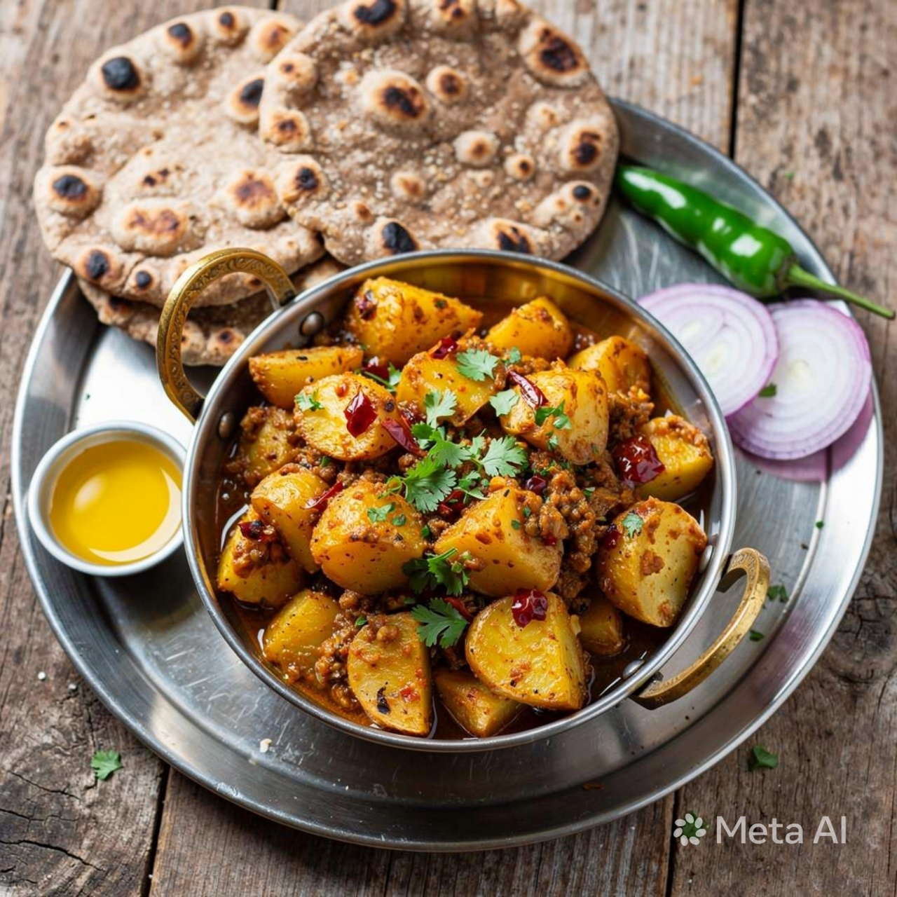 Lasaniya Aloo & Bhakri