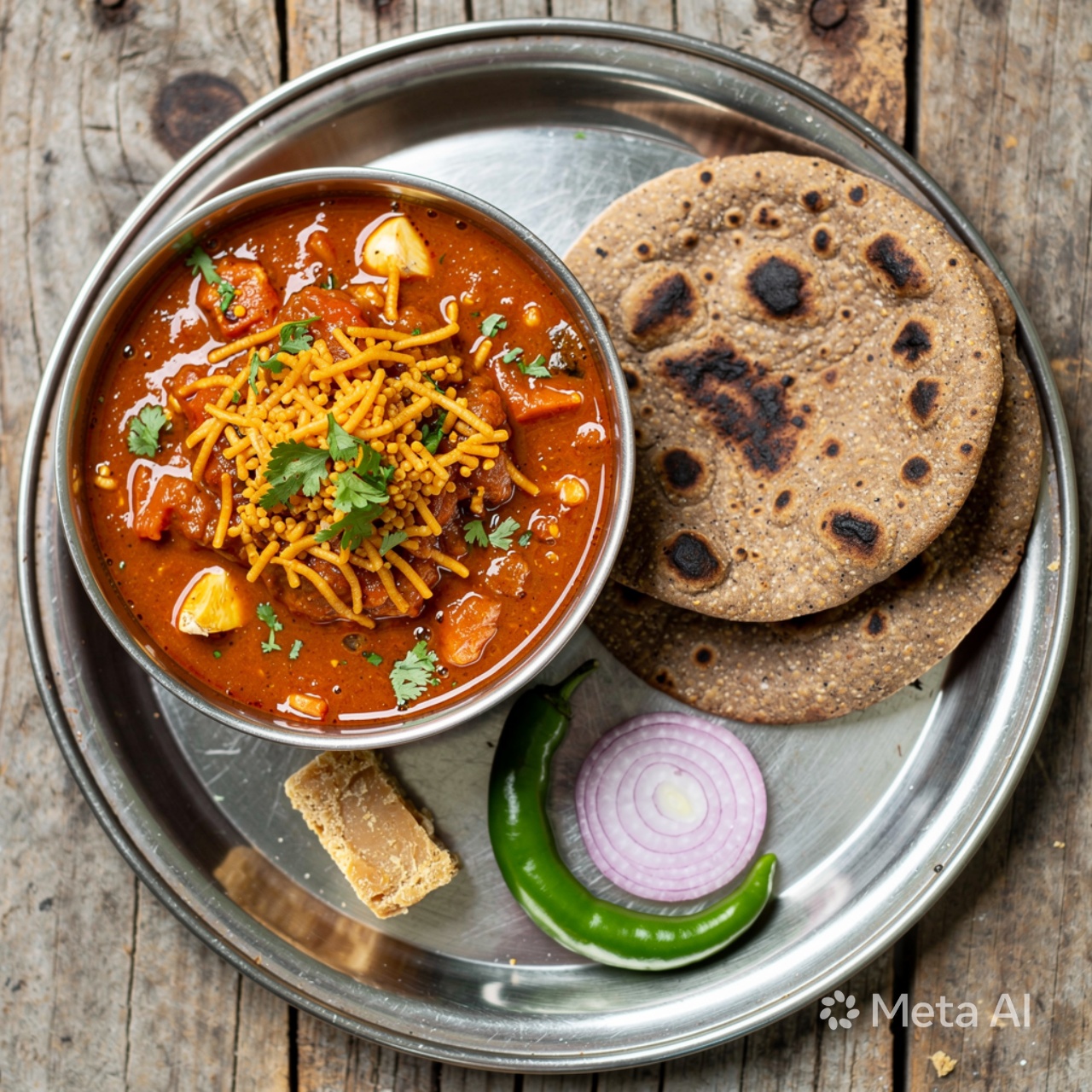 Lasuni Sev Tamatar & Bhakri