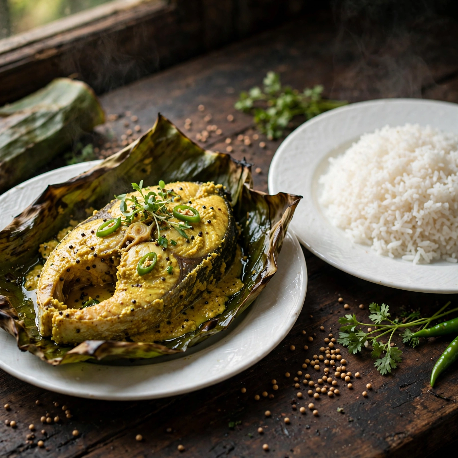 Fish Paturi & Rice