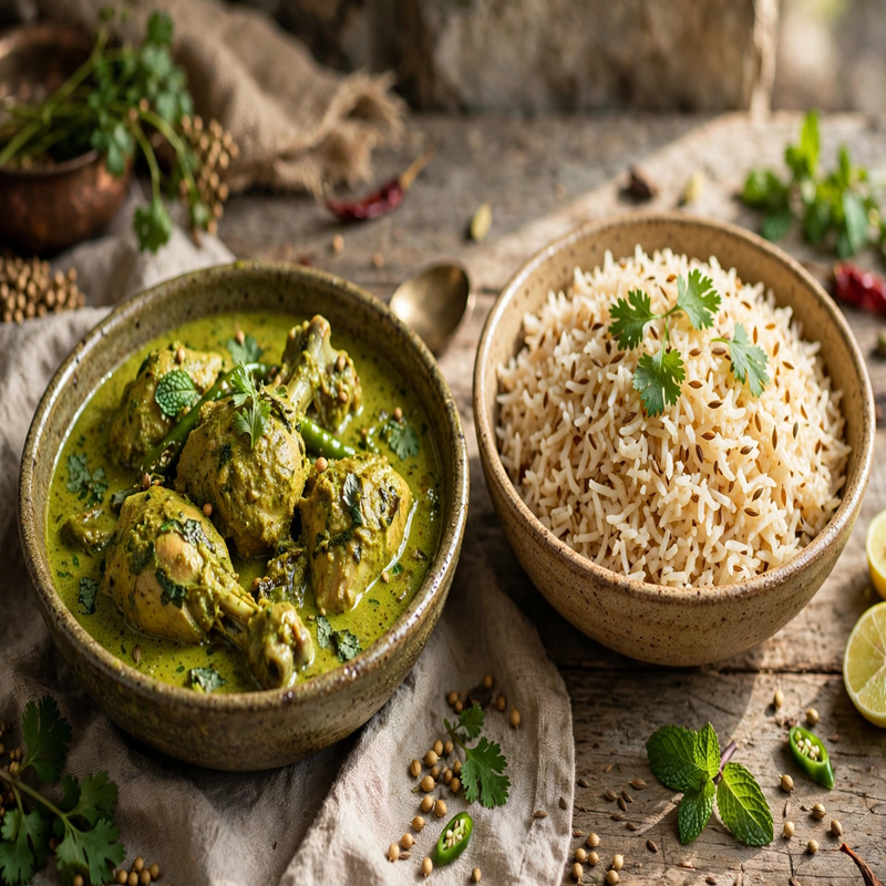 Haryali Kukkad & Jeera Rice