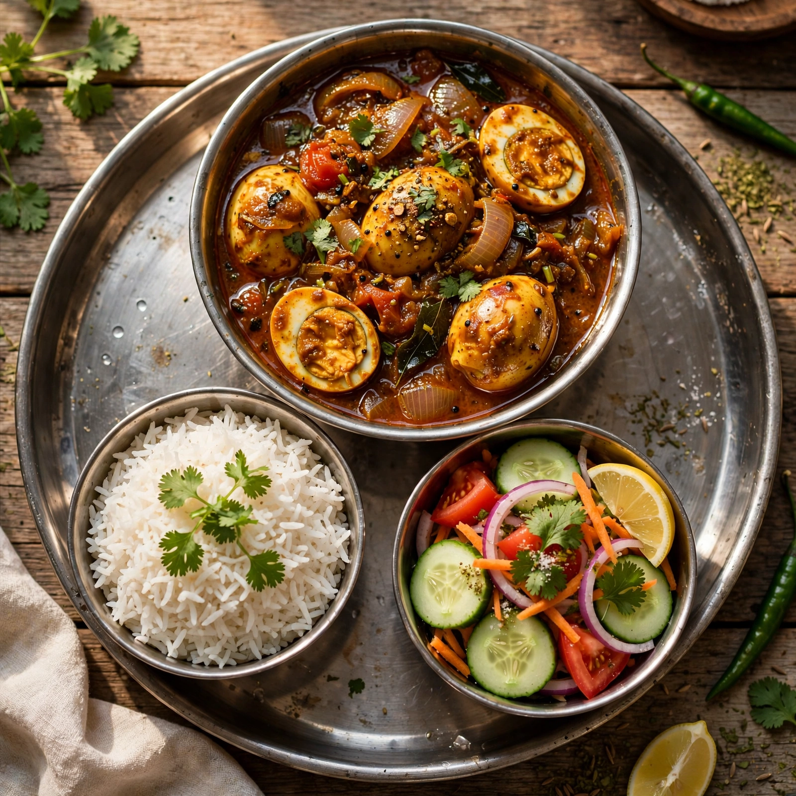 Anda Masala Curry & Rice
