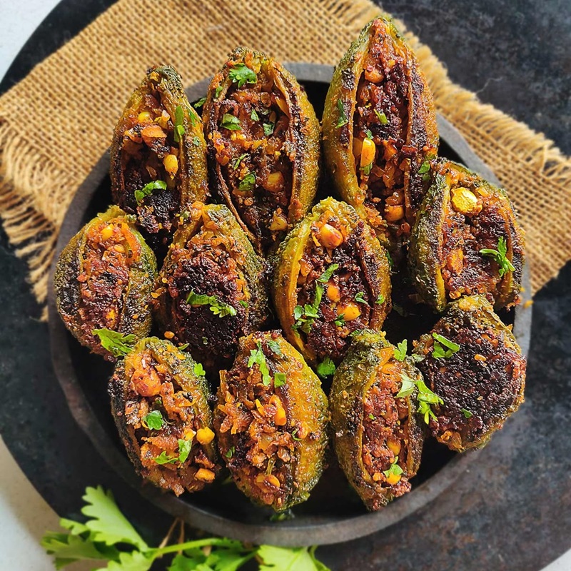 Bharali Karale (Bitter Gourd) & Chapati