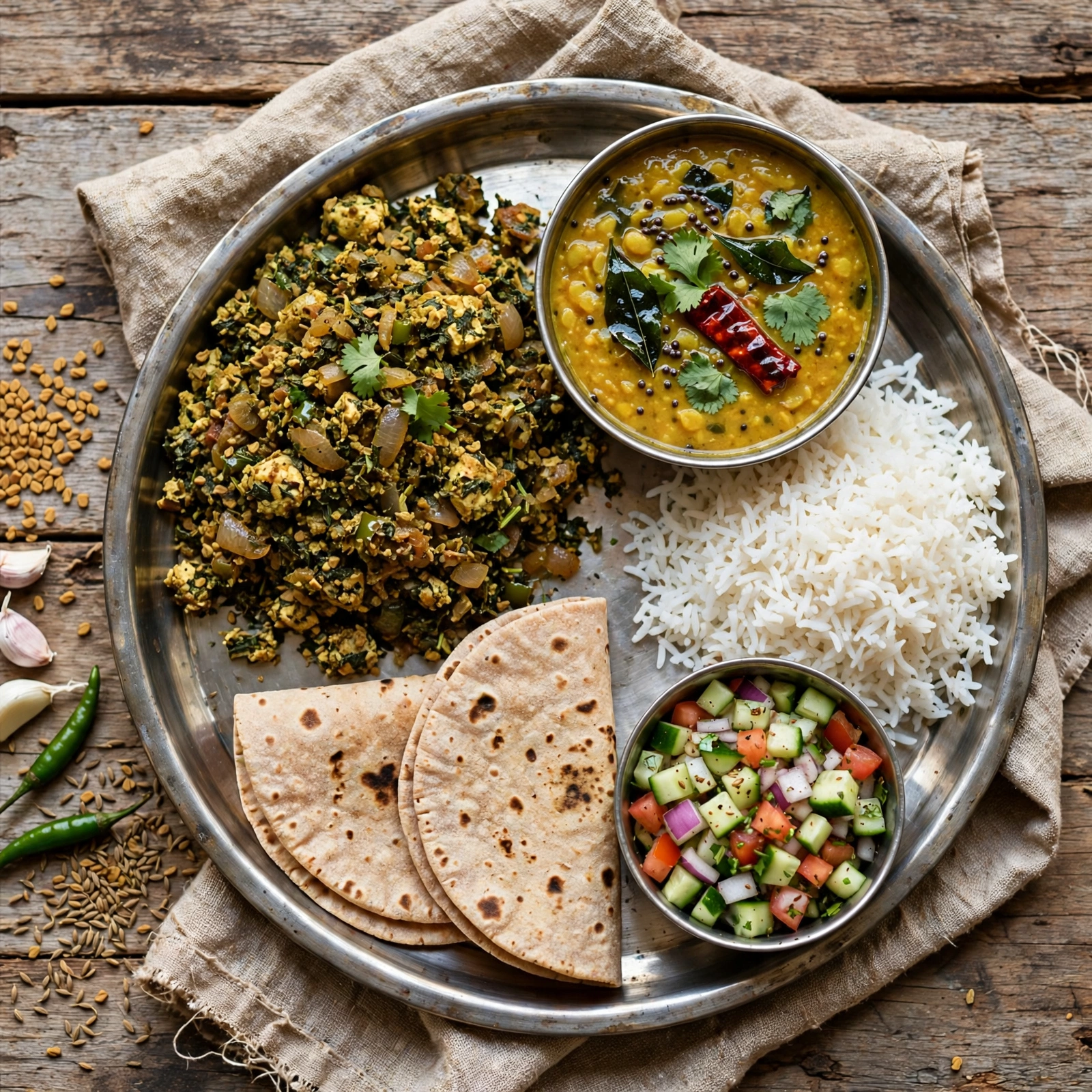 Methi Paneer Bhurji & Khatti Dal Combo